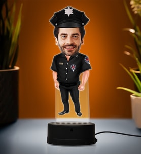 Doğum Günü Hediyesi,Sevgiliye Hediye, Kişiye Özel Fotoğraflı Güvenlik Karikatür 3D Led Lamba (Beyaz)