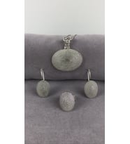 Telkari Parmak İzi Oval Gümüş Kadın Set