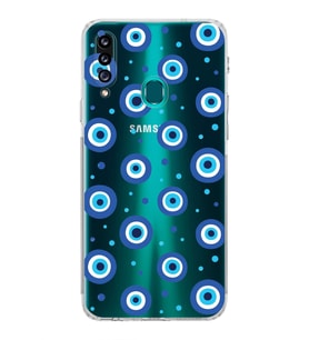 PrintiFy Samsung Galaxy A20S ile Uyumlu Nazar Boncuğu 1 Baskılı Kamera Korumalı Şeffaf Silikon Kılıf