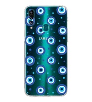 PrintiFy Samsung Galaxy A20S ile Uyumlu Nazar Boncuğu 1 Baskılı Kamera Korumalı Şeffaf Silikon Kılıf