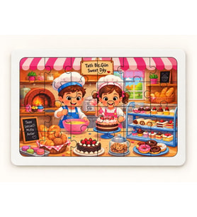 Çocuklar Mutfakta - Eğitici - 24 Parça Ahşap Puzzle