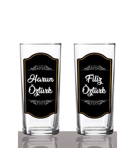 Kişiye Özel 2'li Black Shield Rakı Bardağı
