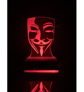 V For Vendetta 16 Renk Gece Lambası