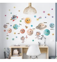 Gezegenler ve Astronotlar Çocuk Odası Duvar Sticker Seti