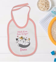 BK Kids Kişiye Özel Pembe Bebek Mama Önlüğü - Model 130