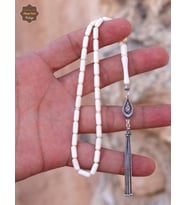 Gümüş Püsküllü İnce Kapsül Kesim Orijinal Fil Dişi Tesbih 201025858