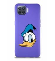 Oppo Reno 4 Lite Soft Premier Kapak Donald Duck-B Tasarımlı Silikon Kılıf - Mor (Şeffaf)