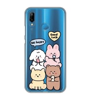 Huawei P20 Lite Uyumlu Sevimli Ayıcıklar Desenli Şeffaf Telefon Kılıfı