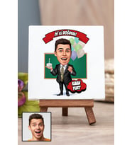 Erkek Öğretmene Doğum Günü Hediyesi Karikatürlü Masa Dekoru