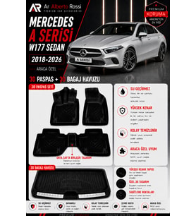MERCEDES A SERİSİ W177 SEDAN 2018-2026 Araca Özel 3D Paspas + 3D Bagaj Havuzu