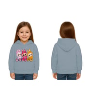 Unisex Baskılı Çocuk Swaetshirt Labubu Baskılı Kapüşonlu 3 İplik Şardonlu (Mavi)