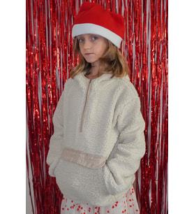 Reycan Kız Çocuk Peluş Sweatshirt Kapüşonlu Kanguru Cepli 5-8 Yaş, Taş