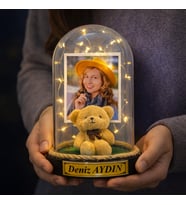 Fotoğraflı Yazılı Kişiye Özel LED Işıklı Fanus – Anlamlı, Romantik ve Unutulmaz Hediye M1 (Model 4)