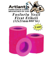 Fiyat Etiketi Pembe 800'lü 5 Paket 12x21mm Fosforlu Pembe Fiyat Etiketi Mx-5500 M5500 Hg979 Motex Etiket Makinesi Yedeğiart