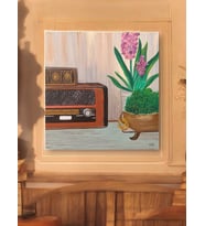 Nostaljik Radyo Temalı Akrilik El Yapımı Tuval Tablo - 60x60 cm