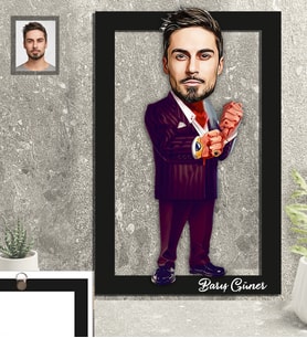 Kişiye Özel Kabadayı Karikatürlü  3D Ahşap Tablo 30x47 Bay-1