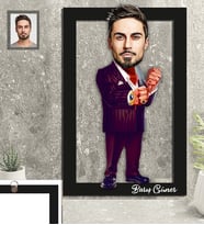 Kişiye Özel Kabadayı Karikatürlü  3D Ahşap Tablo 30x47 Bay-1