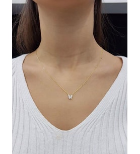 Kelebek 18K Altın Kaplama Kolye (Karışık)