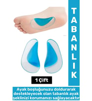 Konforlu Yürüyüş Spor Düz Taban Ayak Şekil Bozukluğu Gideren Boşluk Doldurucu Silikon Tabanlık 1Çift