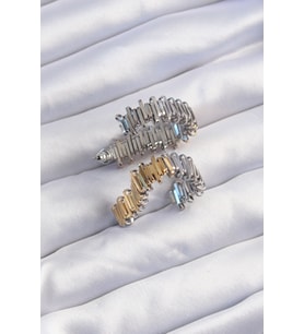 Northcity Pirinç Gold Gümüş Renkli Tırtıklı Kalp Küpe 5886
