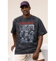 Iron Maiden Rock Metal Müzik Grubu Baskılı Unisex Oversize Vintage Yıkamalı Tişört