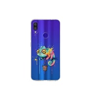 Redmi Note 7 Pro ile Uyumlu Splash Bukalemun Tasarımlı Şeffaf Silikon Kılıf