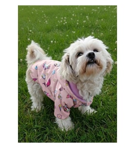 Pembe Unicorn Desenli Peluş Kapüşonlu Köpek Montu