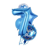 Mavi 7 Yaş Happy Birthday Konfetili Balon Set