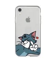 Iphone XR Uyumlu Tom ve Jerry Öpücük Desenli Şeffaf Telefon Kılıfı