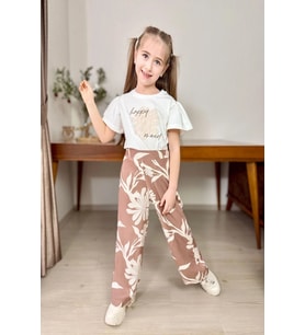 Papatya Desen Bol Paça Pantolonlu Kız Çocuk Takım