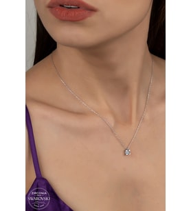 SWAROVSKİ CRYSTAL TEK TAŞ  925 AYAR GÜMÜŞ KOLYE