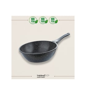 28 cm Granit Kaplamalı Wok Tava, Dayanıklı ve Şık Tasarım