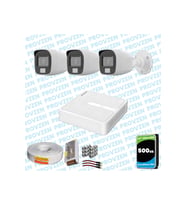 Provzen HiLook 3 Kameralı Full HD ColorVu Mikrofonlu Güvenlik Kamerası Olay Anında bildirim
