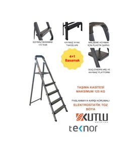 Kutlu Dayanıklı 4+1 Metal Basamaklı Merdiven