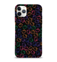 Apple iPhone 11 Pro Max Uyumlu Lansman Kılıf Hello Kitty Tasarımlı İçi Kadife Kapak-Siyah (Şeffaf)