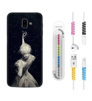 Samsung J6 Plus J7 Prime J7 Pro M20 Kılıf Kablo Koruma Spiral Silikon Star Woman 1332