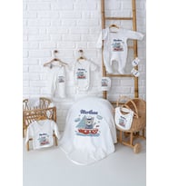 Pia Baby Premium  10 'lu Erkek Yenidoğan Bebek Hediyesi İsme Özel Hastane Çıkışı Set 5084-01 (Krem)