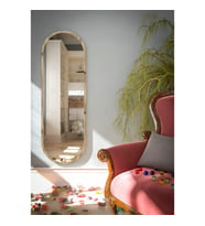 120 Cm Safir Meşe Oval Duvar Salon Antre Hol Koridor Mutfak Banyo Ofis Aynası (Gold)