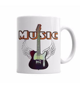 Guitar Music Gitar Müzik Kupa Bardak Porselen