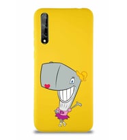 Huawei P Smart S Soft Premier Kapak Pearl Yengeç Tasarımlı Silikon Kılıf - Sarı (Şeffaf)