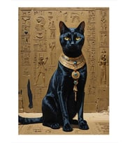 Mısırlı Siyah Kedi Desenli Mdf Tablo