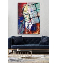 Kanvas Tablo Yağlı Boya Görünümlü Mustafa Kemal Atatürk Portresi Dekoratif Cam Tablo 50 X 70