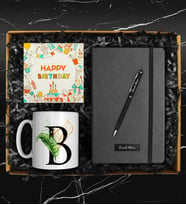 Doğum Gününe Özel Kişiye Özel Defter & Metal Kalem & Kişiye Özel Harf Kupa Hediye Seti