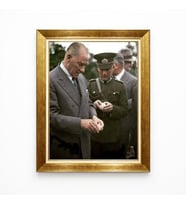Tablore Atatürk Altın Varaklı Paspartulu tablo