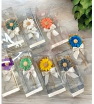 Mumelia Candles Şeffaf Kutada Çubuk Papatya - Doğal Soya Hediyelik Mum - 15 Adet
