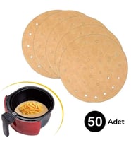 Durukar® 50 Adet Air Fryer Pişirme Kağıdı Tek Kullanımlık Gıda Pişirme Kağıdı Delikli Yuvarlak Model