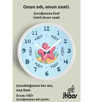 İsme Özel Sevimli Deniz Yıldızı Çocuk Odası Duvar Saati Orta Boy 30 cm Beyaz Camlı Sessiz