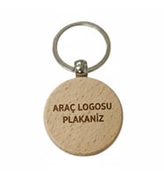 Kişiye Özel Yuvarlak Ahşap Anahtarlık – Araç Logosu ve Plaka Yazılı Lazer Gravür Anahtarlık – Özel Tasarım Araç Anahtarlığı