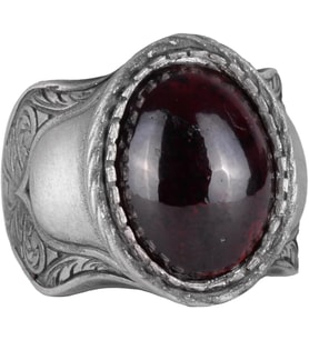 Doğal Taş Yüzük, 925 Ayar Gümüş Yüzük, Cabochon Garnet