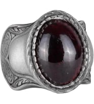 Doğal Taş Yüzük, 925 Ayar Gümüş Yüzük, Cabochon Garnet